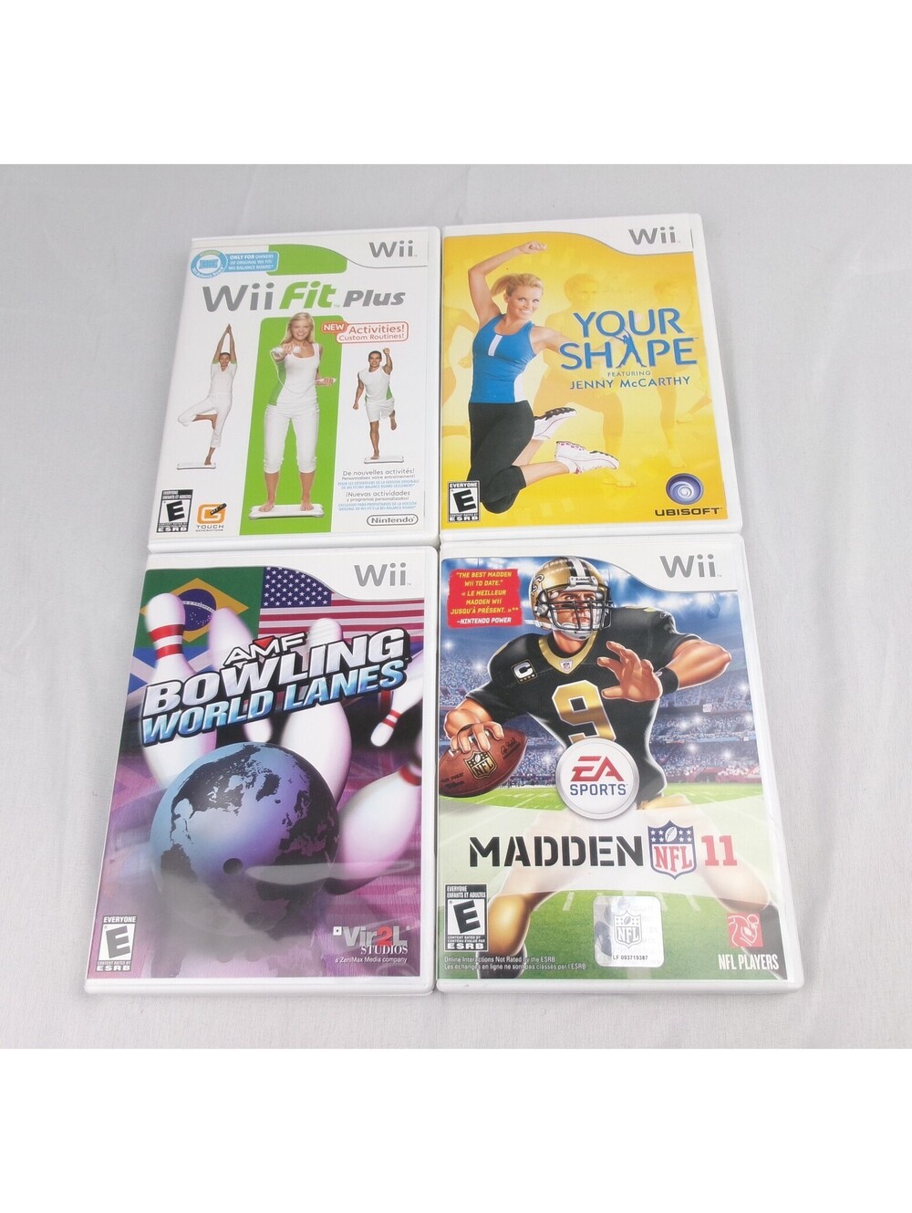 Nintendo Wii 4 Game Lot Wii Fit Plus Madden 11 AMF Bowling Your Shape Tested